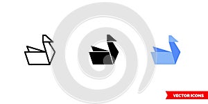 Origami icon of 3 types color, black and white, outline. Isolated vector sign symbol