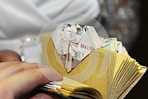 Origami made from money as a gift for a wedding