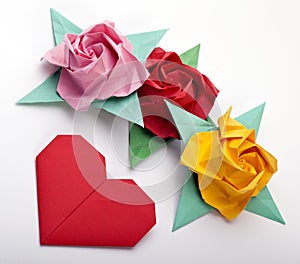 Origami a multi colored roses