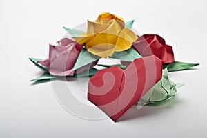 Origami a multi colored roses