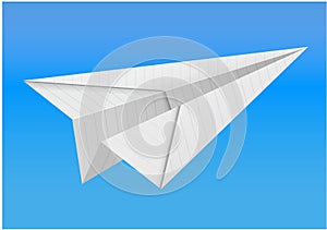 Origami paper airplane on white background