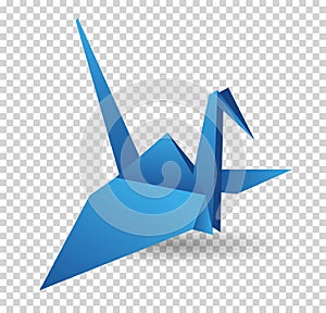 Origami paper bird. Vector illustration. Polygonal shape. Art of paper folding. Japan origami crane, pigeon. Flying bird