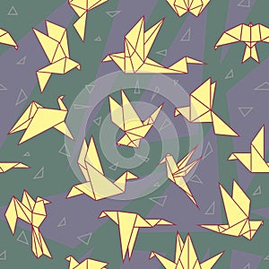 Origami paper birds