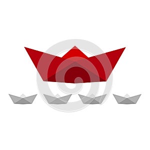 Origami paper boat flat icon design