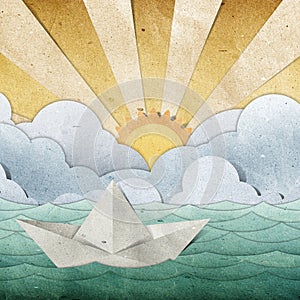 Origami paper boat recycled paper craft