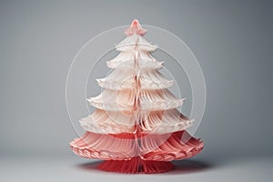 Origami paper craft Christmas tree background. Merry Christmas, Happy New Year concept. Illustration for postcard