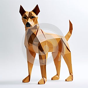 Origami Paper Dog: Detailed Dobermann Pinscher In Vray Tracing Style photo