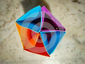 Origami Paper Pen Stand - Top View Background / Abstract