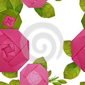Origami paper pink rose pattern