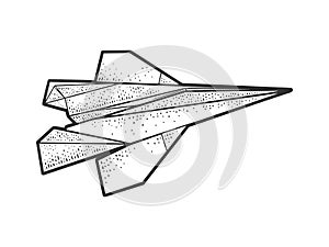 origami paper plane sketch vector illustration