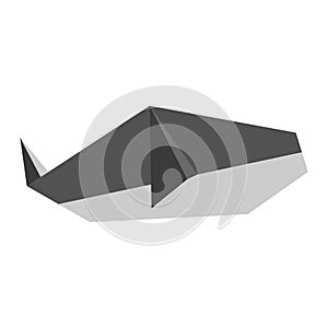 Origami paper Whale in a flat style isolated on white. Art of paper folding. Japan origami crane. Paper figure whale toy