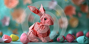 Origami Rabbit With Colorful Eggs