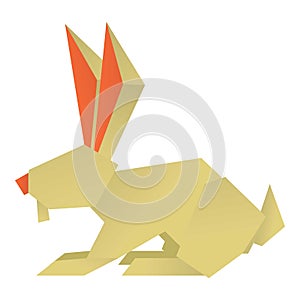 Origami rabbit icon, cartoon style