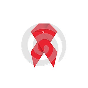 Origami ribbon red colored on a white background