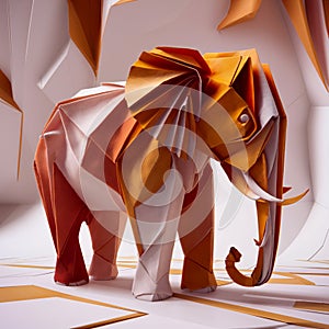 Origami Shades of Orange Elephant
