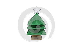 Origami in shape of Christmas Tree with star on top