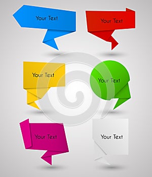 Origami speech bubble. Abstract banner vector color set background