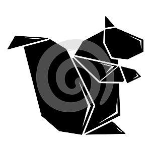 Origami squirrel icon, simple black style