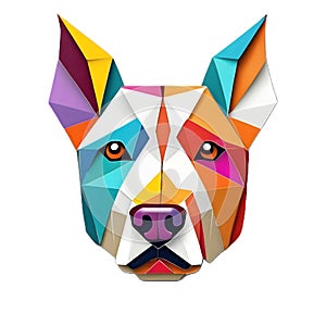 Origami-Style dog face on white isolation and transparent background