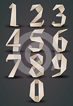 Origami style numbers set, monochrome version, looks best over d