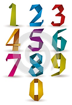 Origami style numbers set.