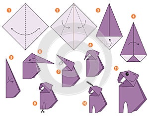 Origami tutorial for kids. Origami cute Elephant.