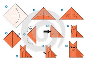 Origami tutorial for kids. Origami cute fox.