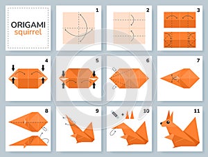 Origami tutorial for kids. Origami cute squirrel.