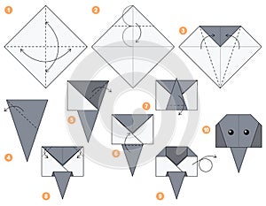 Origami tutorial Origami scheme for kids Elephant
