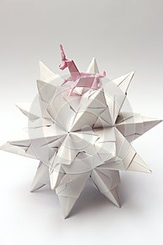 Origami unicorn riding paper star