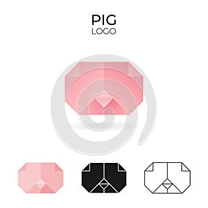 Origami vector logo and icon with pig.