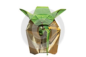 Origami Yoda jedi isolated on white