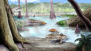 Origin of the amphibians, devonian