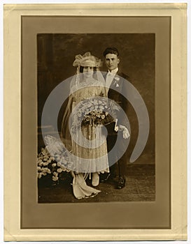 Original 1925 antique photo- Marriage