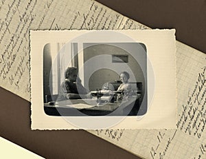 Original 1950 antique photo - clercks