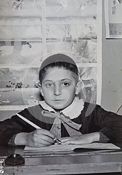 Original 1950 vintage photo young boy elementary student