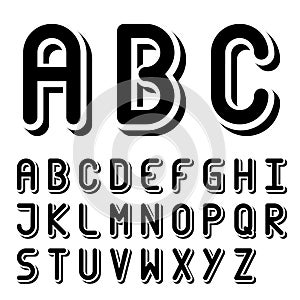 Original 3d black and white font alphabet