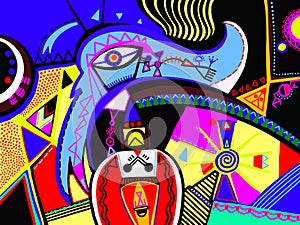 Original abstract digital contemporary art vibrant colorful geom