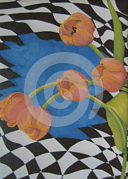 Original Acrylic Painting - Tulips