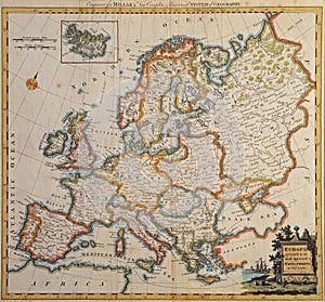 Original antique europe map.