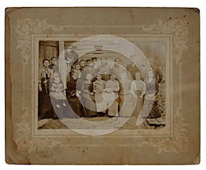 Original antique photo of a group of 22
