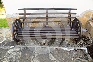 The original bench in Hotel Holy Mountain in the village of Oreshak, Bulgaria