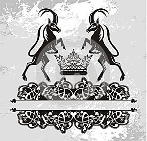 Original black Floral pattern with griffins