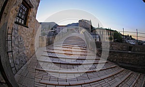 Mostar Bridge is a bridge over the river Neretva that passes through the city of Mostar in Bosnia and Herzegovina. photo