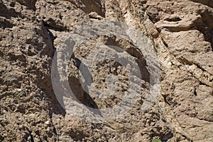 Original brown natural background of volcanic congealed lava in close-up