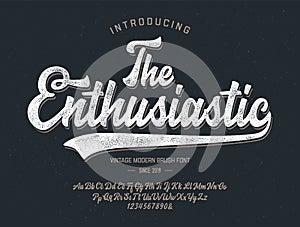 Original Brush Script Font. Retro Typeface. Vector