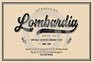 Original Brush Script Font. Retro Typeface. Vector