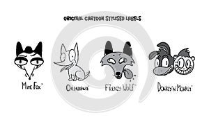 Original cartoon stylised labels.