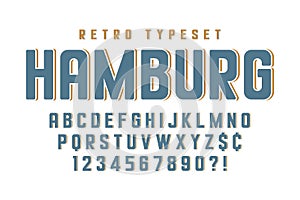 Original condensed retro alphabet, creative characters set