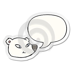 A creative cartoon polar bear face and speech bubble sticker